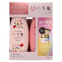 KRACIE Ichikami Airy & Silky Shampoo and Conditioner Set 480ml+480g - Pink Floral